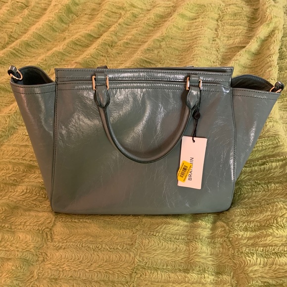 BRAHMIN TAYLOR SATCHEL TEAL EISENHOWER NEW W/ TAGS - Picture 8 of 9